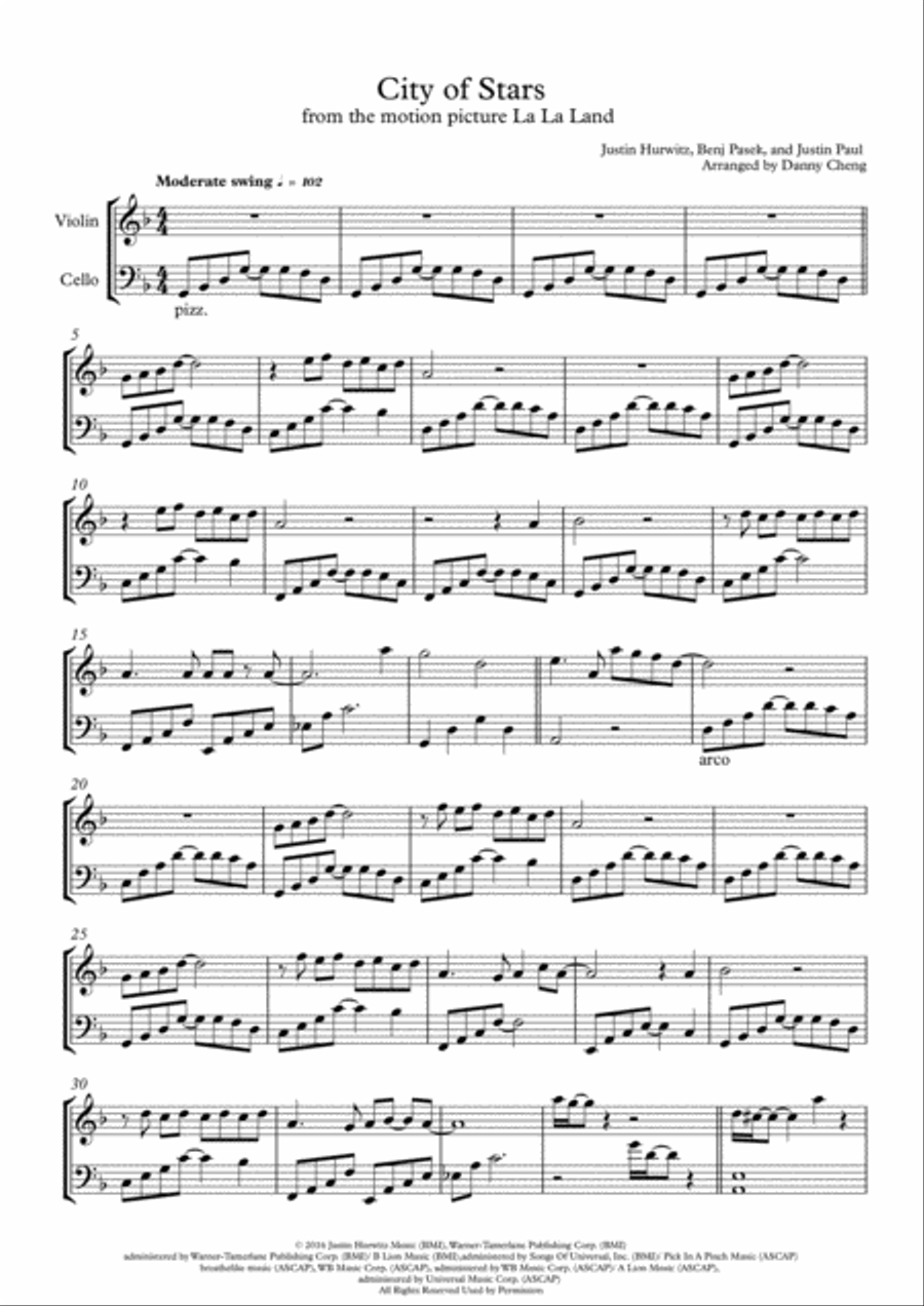 City Of Stars String Duet scores gallery preview page 1
