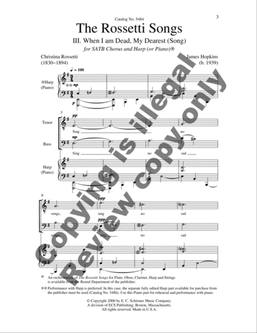The Rossetti Songs: 3. When I Am Dead, My Dearest (Song) Divisi scores gallery preview page 8