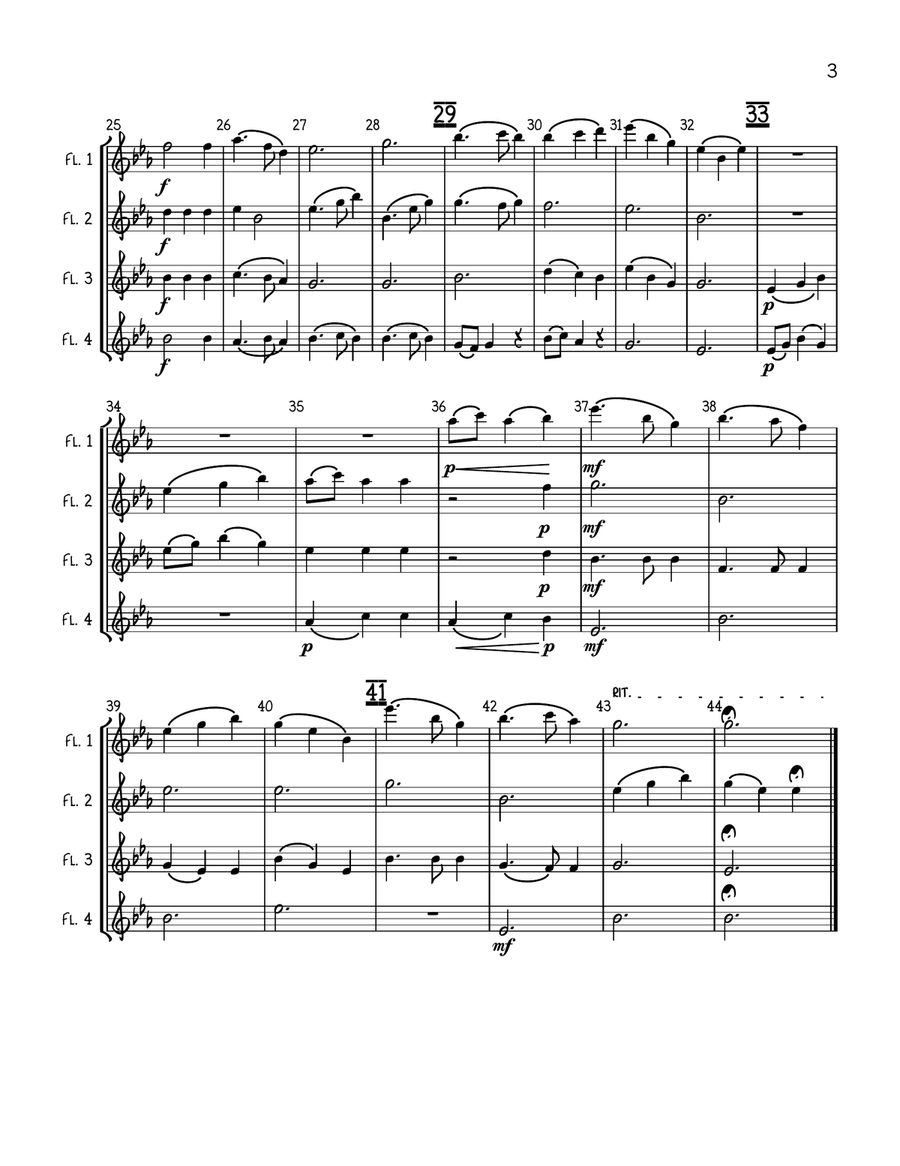 Silent Night Flute Quartet scores gallery preview page 3