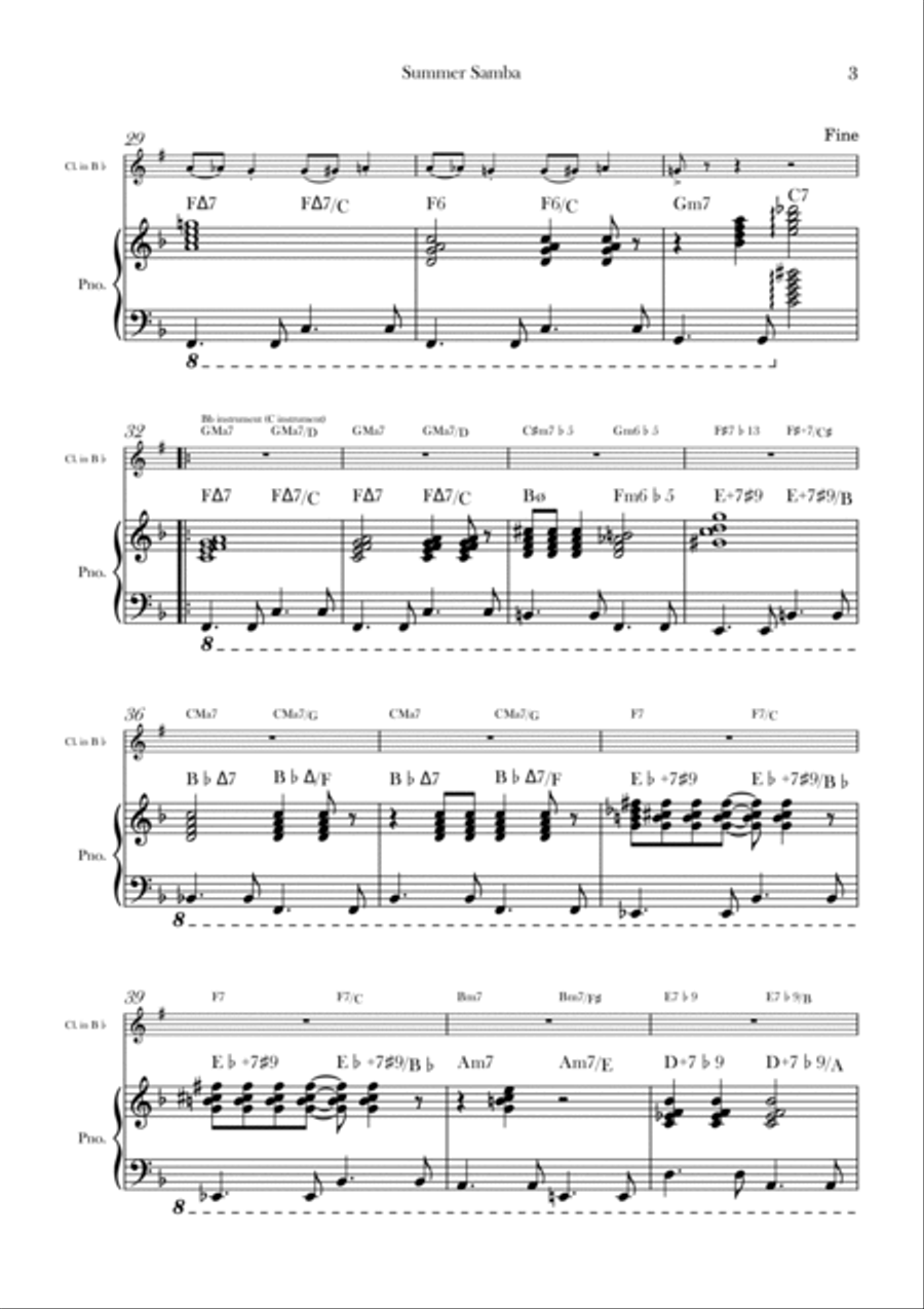 Summer Samba Summer Samba B-Flat Clarinet scores gallery preview page 3