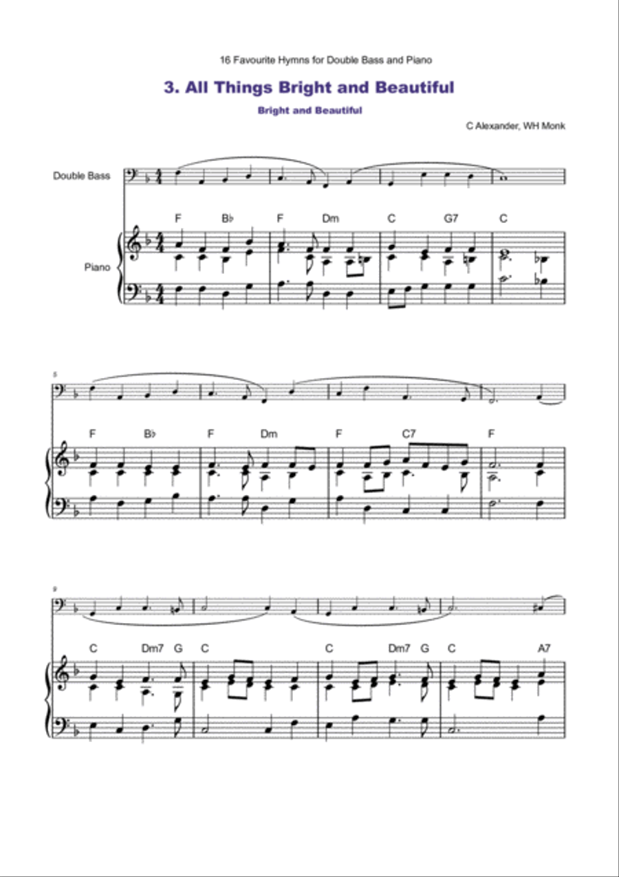 16 Favourite Hymns Vol.1 for Double Bass and Piano Double Bass scores gallery preview page 4