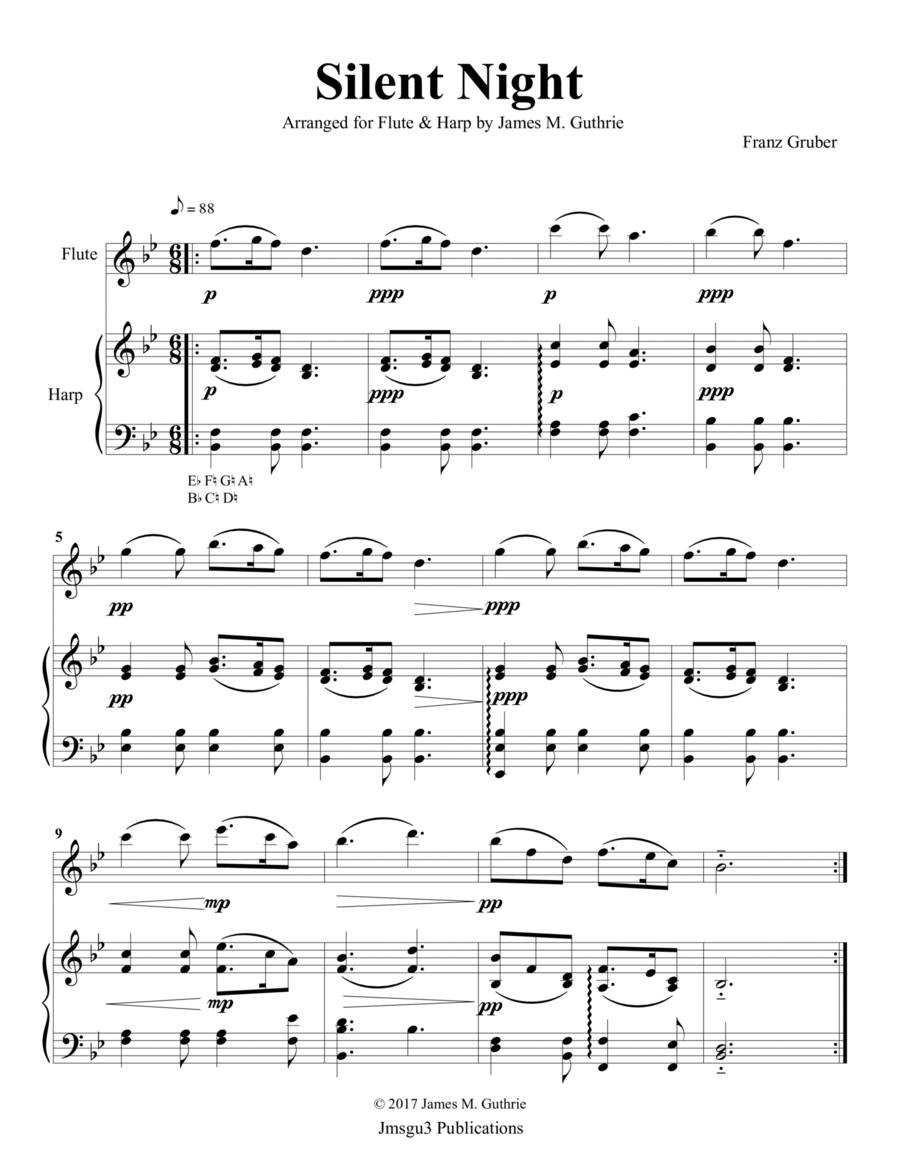 Silent Night for Flute & Harp Flute scores gallery preview page 1