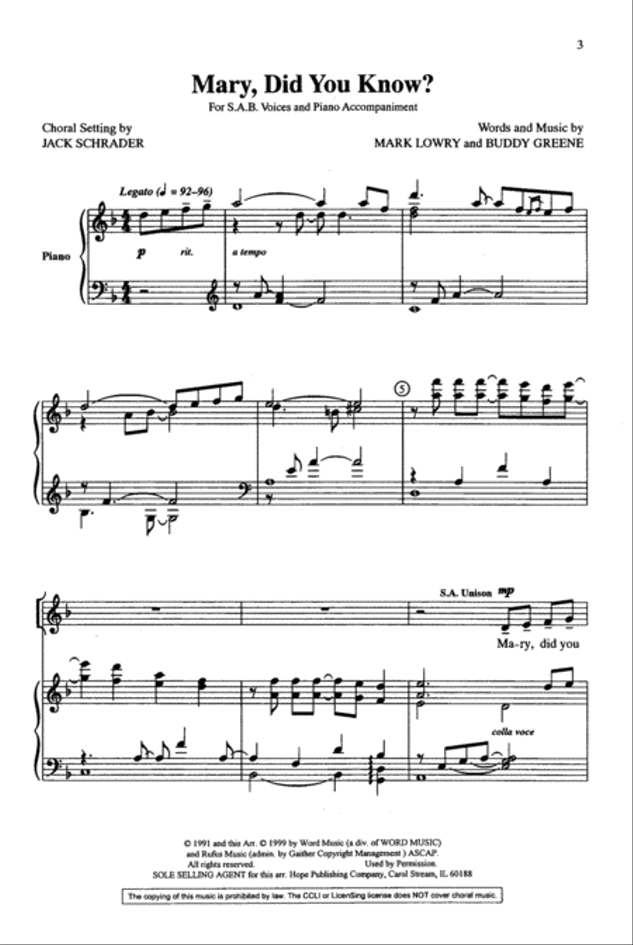 Mary, Did You Know? 4-Part scores gallery preview page 2