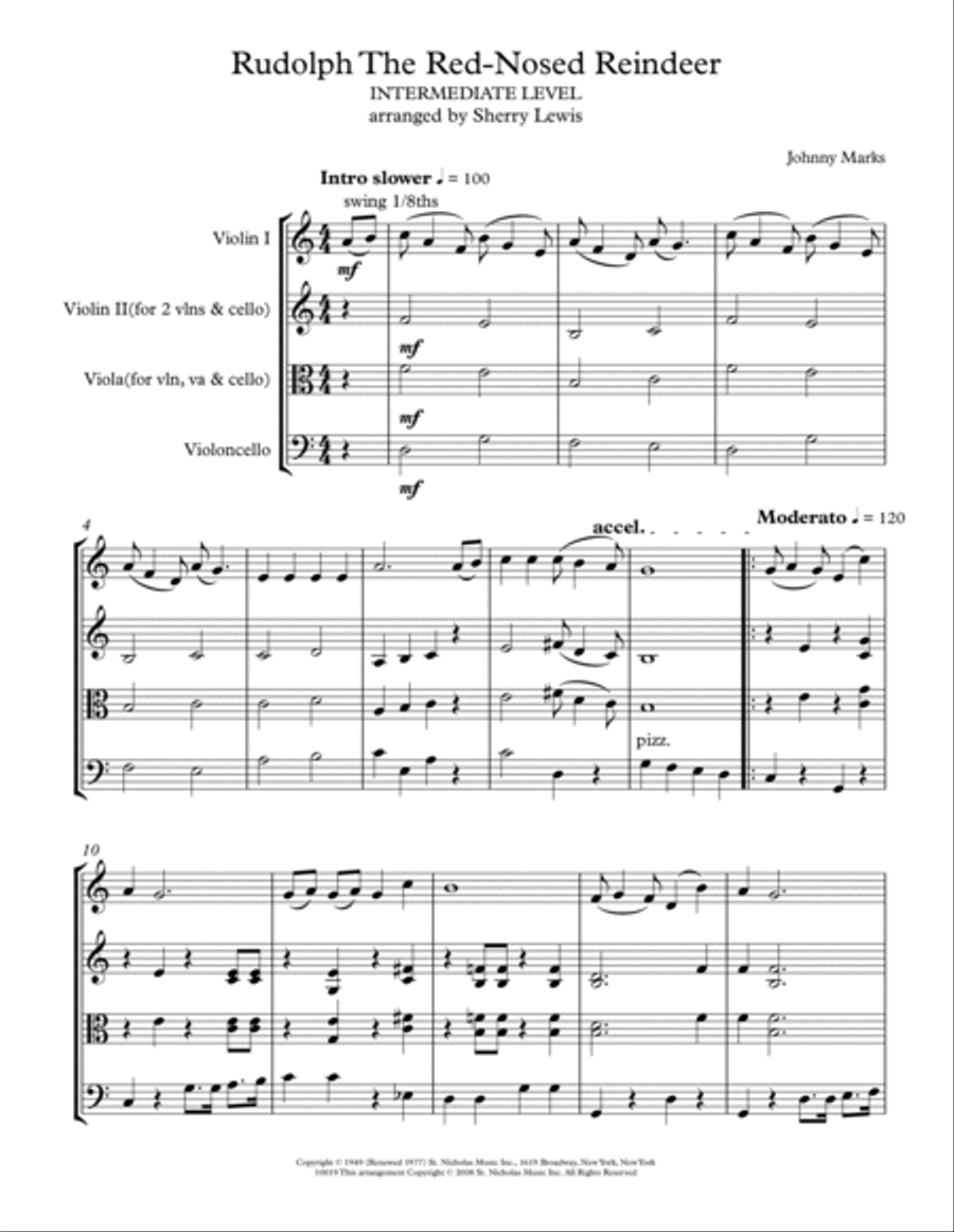 Rudolph The Red-nosed Reindeer String Trio scores gallery preview page 4