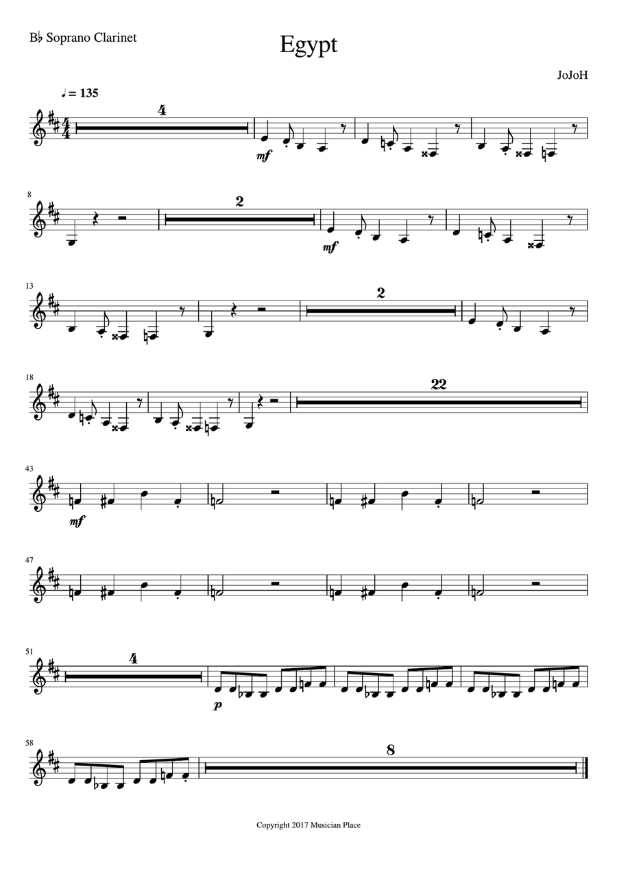 Egypt - Bb Clarinet Concert Band scores gallery preview page 1