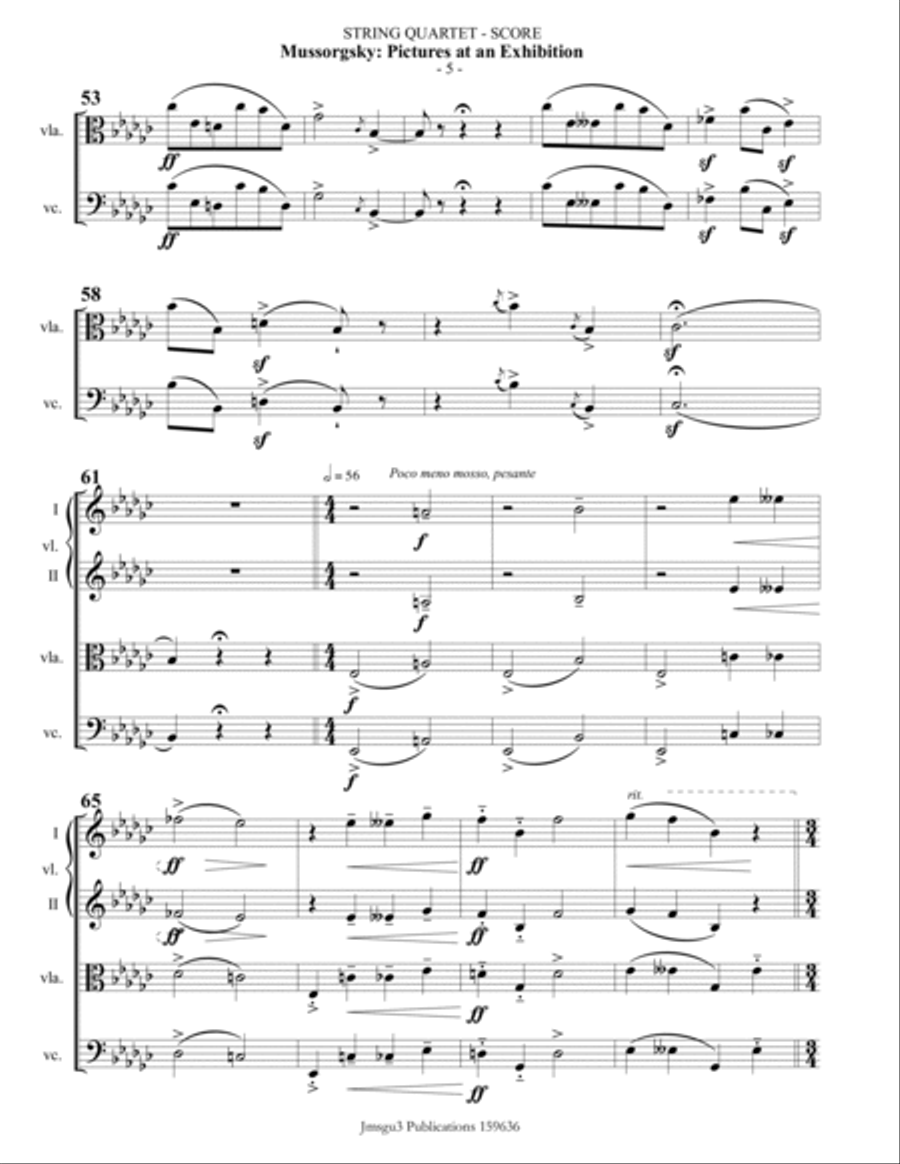 Mussorgsky: Pictures at an Exhibition for String Quartet String Quartet scores gallery preview page 5