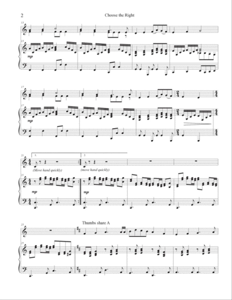 Choose the Right - Easy Piano Duet Easy Piano scores gallery preview page 2