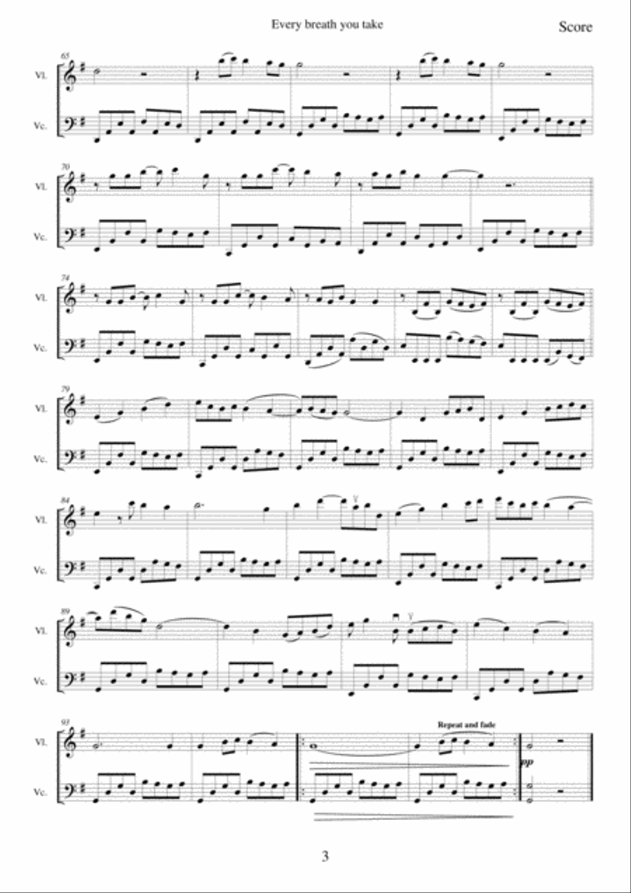 Every Breath You Take String Duet scores gallery preview page 3
