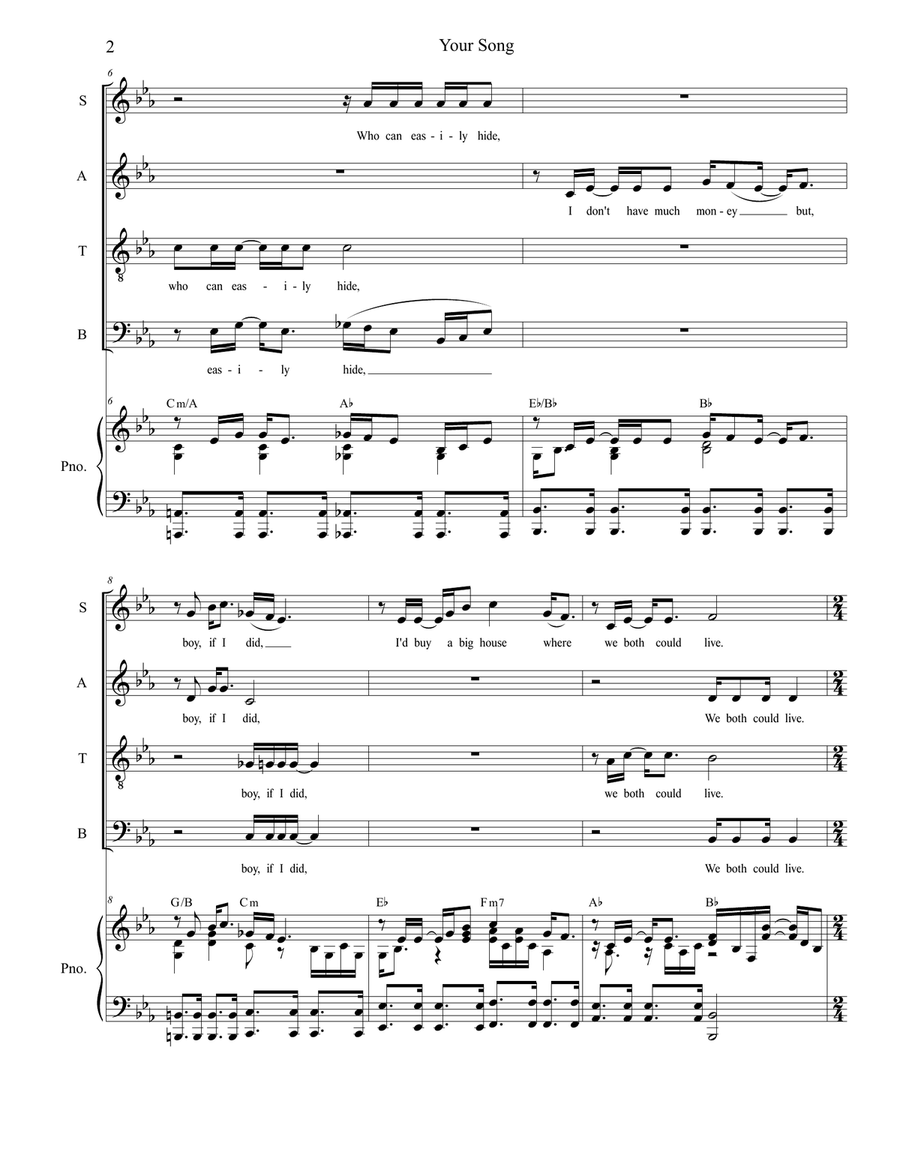 Your Song Your Song 4-Part scores gallery preview page 2