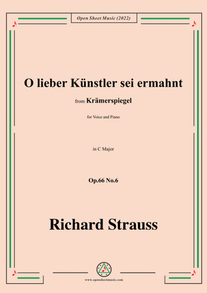 Book cover for Richard Strauss-O lieber Künstler sei ermahnt,in C Major,Op.66 No.6