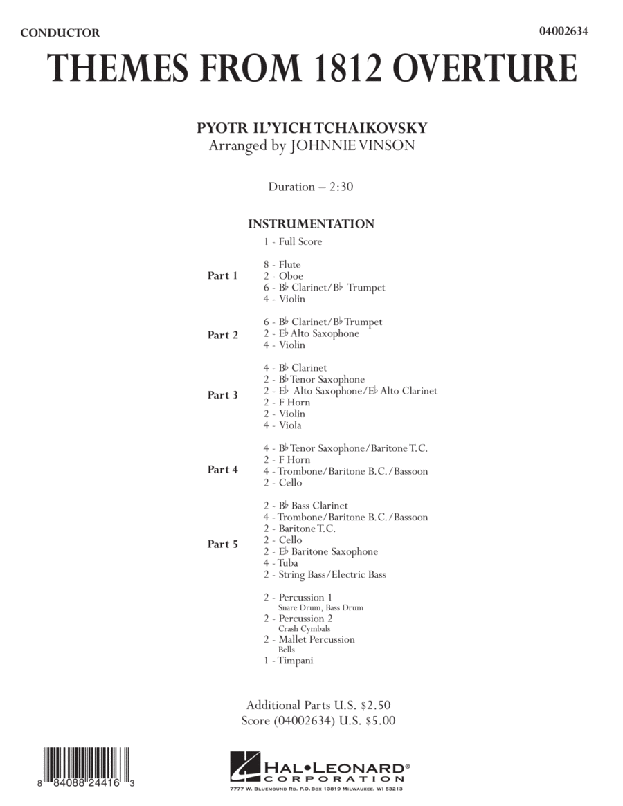 Themes from 1812 Overture - Conductor Score (Full Score) Concert Band scores gallery preview page 1
