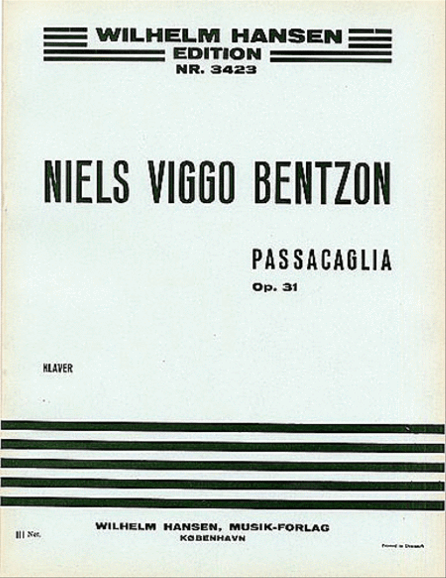 Niels Viggo Bentzon: Passacaglia for Piano, Op. 31 Piano Solo scores gallery preview page 1