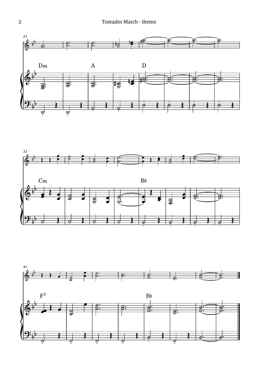 Toreador March (from the opera Carmen) - easy version Chamber Music scores gallery preview page 2