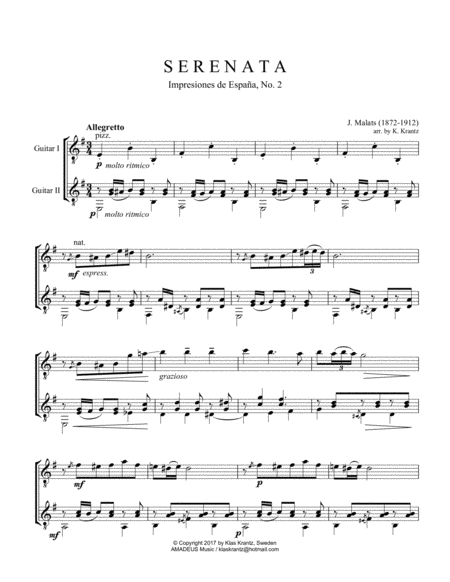Serenata espanola (E Minor) for guitar duet image number null