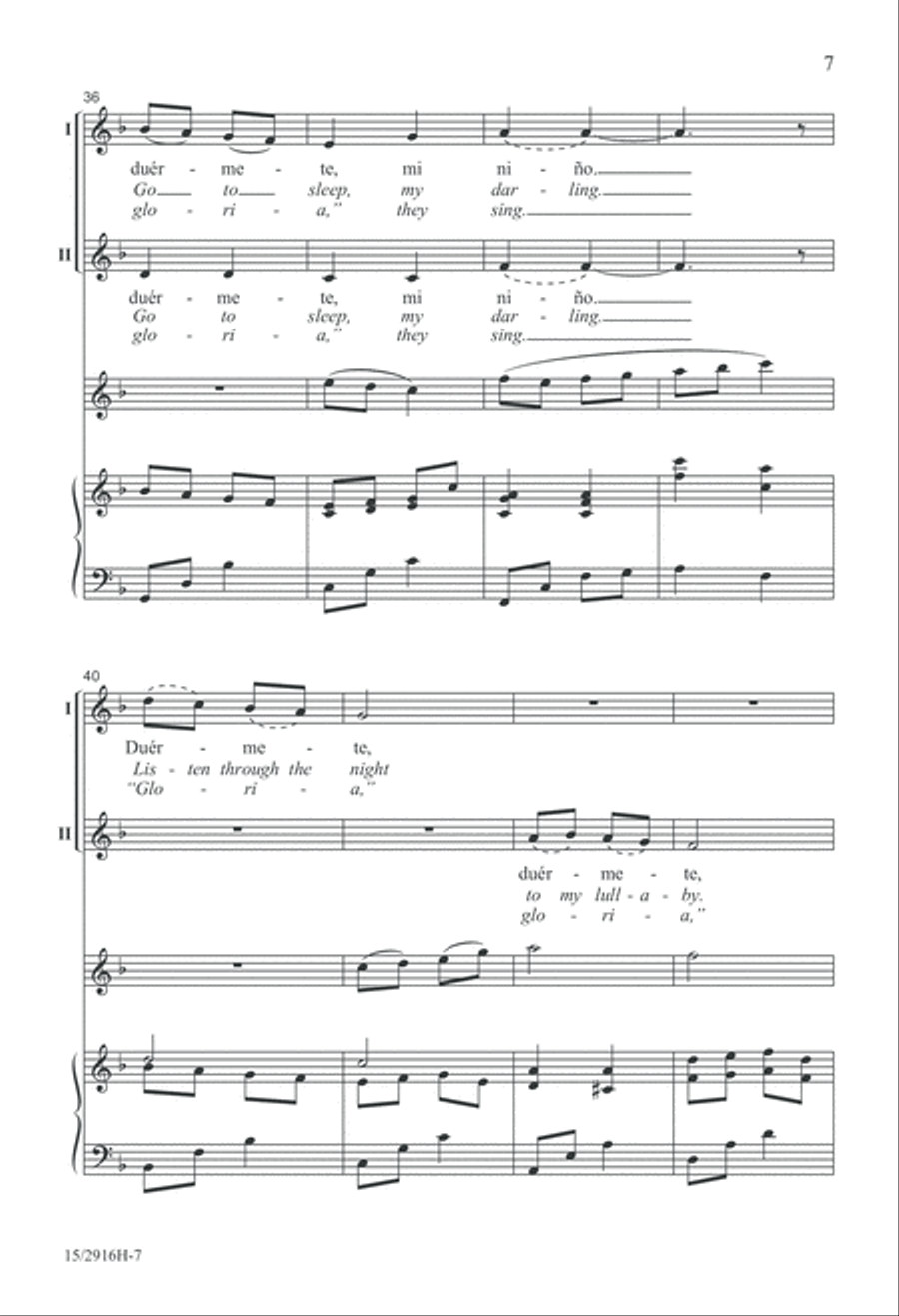 Duérmete (The Angels' Lullaby) 2-Part scores gallery preview page 8