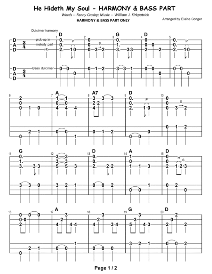 He Hideth My Soul - HARMONY & BASS ONLY