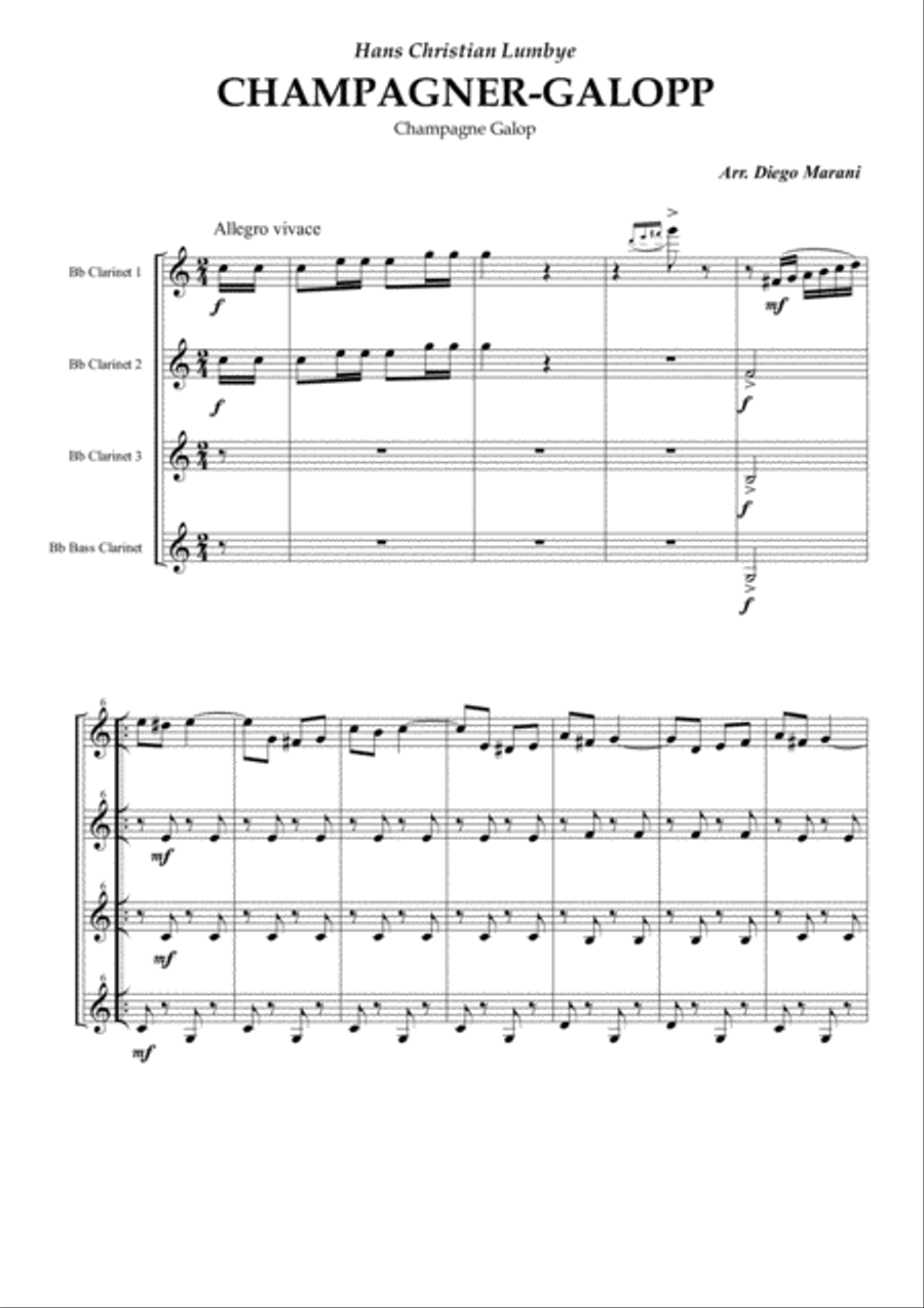 Champagne Galop for Clarinet Quartet Clarinet Quartet scores gallery preview page 3