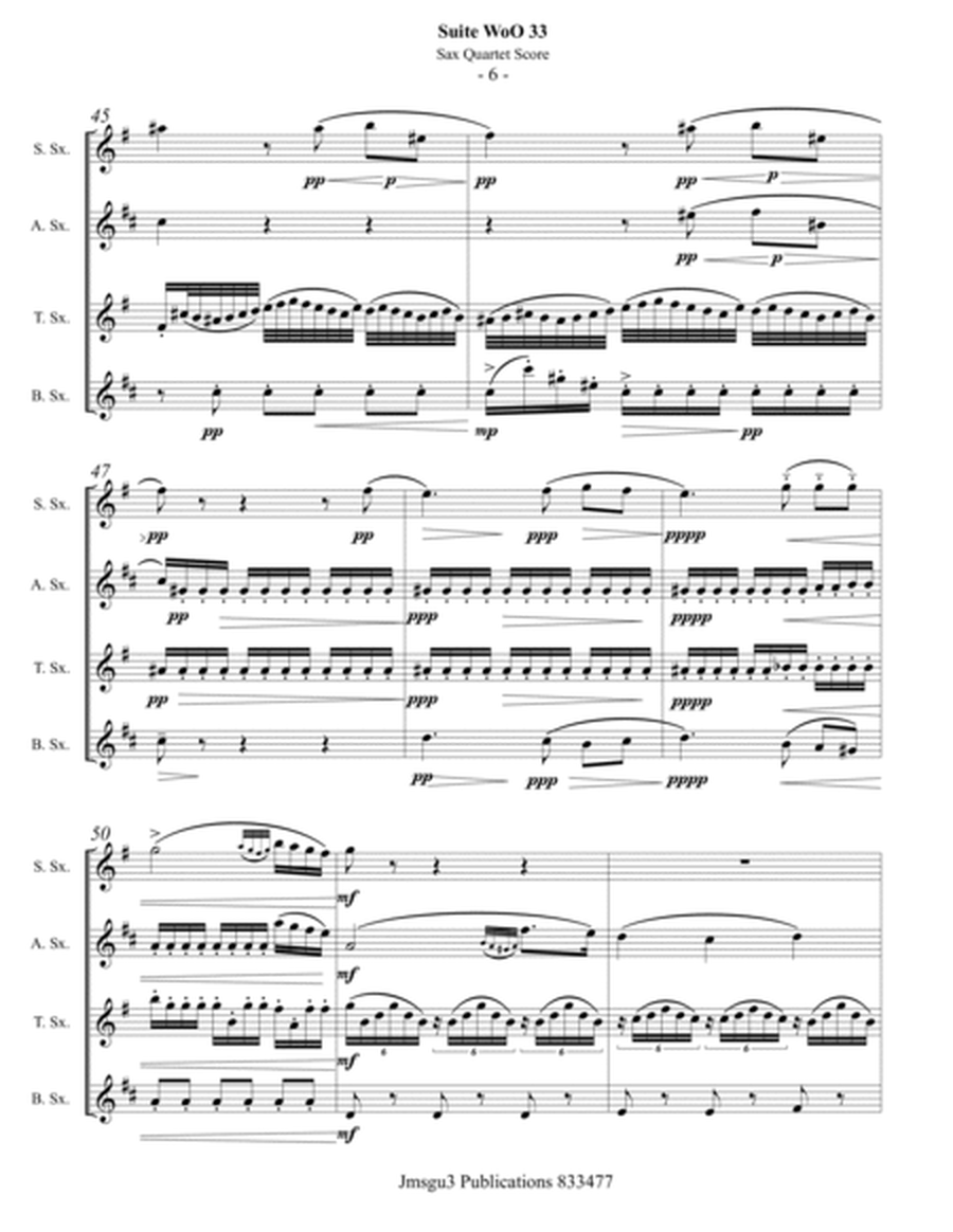 Beethoven: Suite WoO 33 for Saxophone Quartet - Score Only image number null