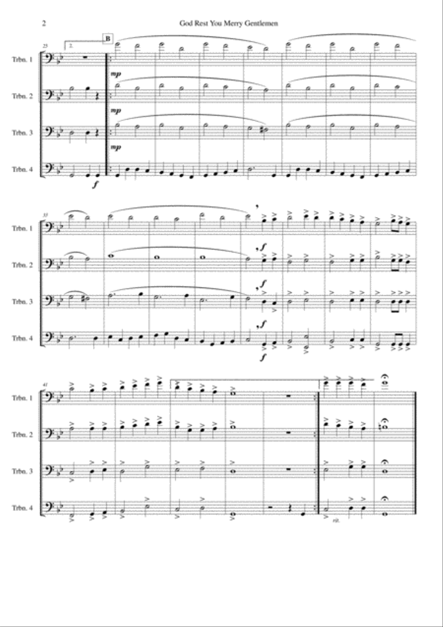 God Rest Ye Merry Gentlemen for trombone quartet Trombone Quartet scores gallery preview page 2
