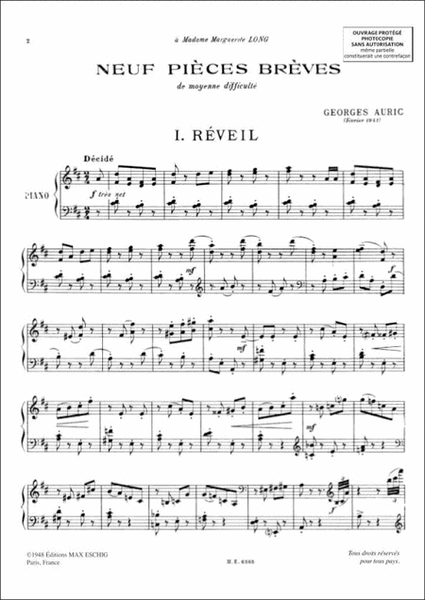 Neuf Pieces Breves, Pour Piano