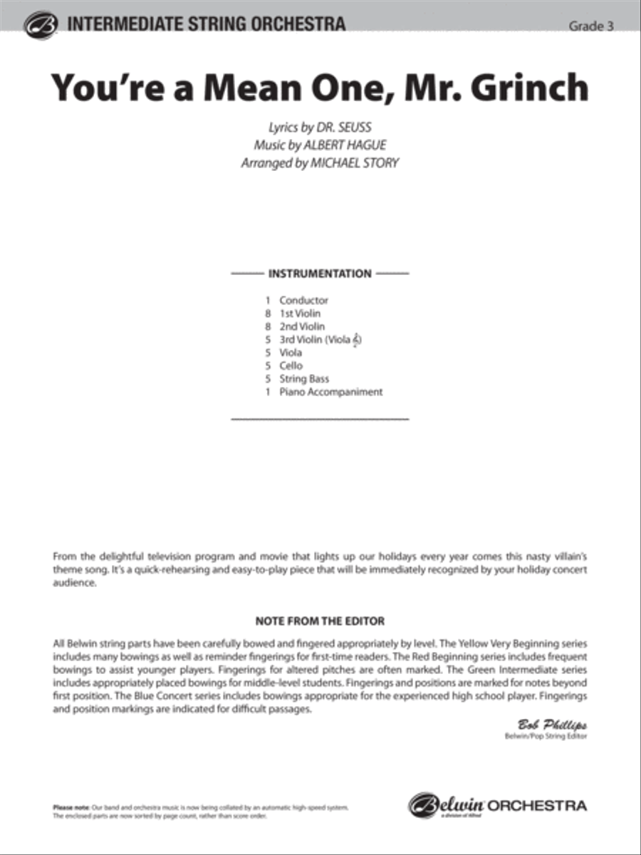 You're a Mean One, Mr. Grinch: Score String Orchestra scores gallery preview page 1