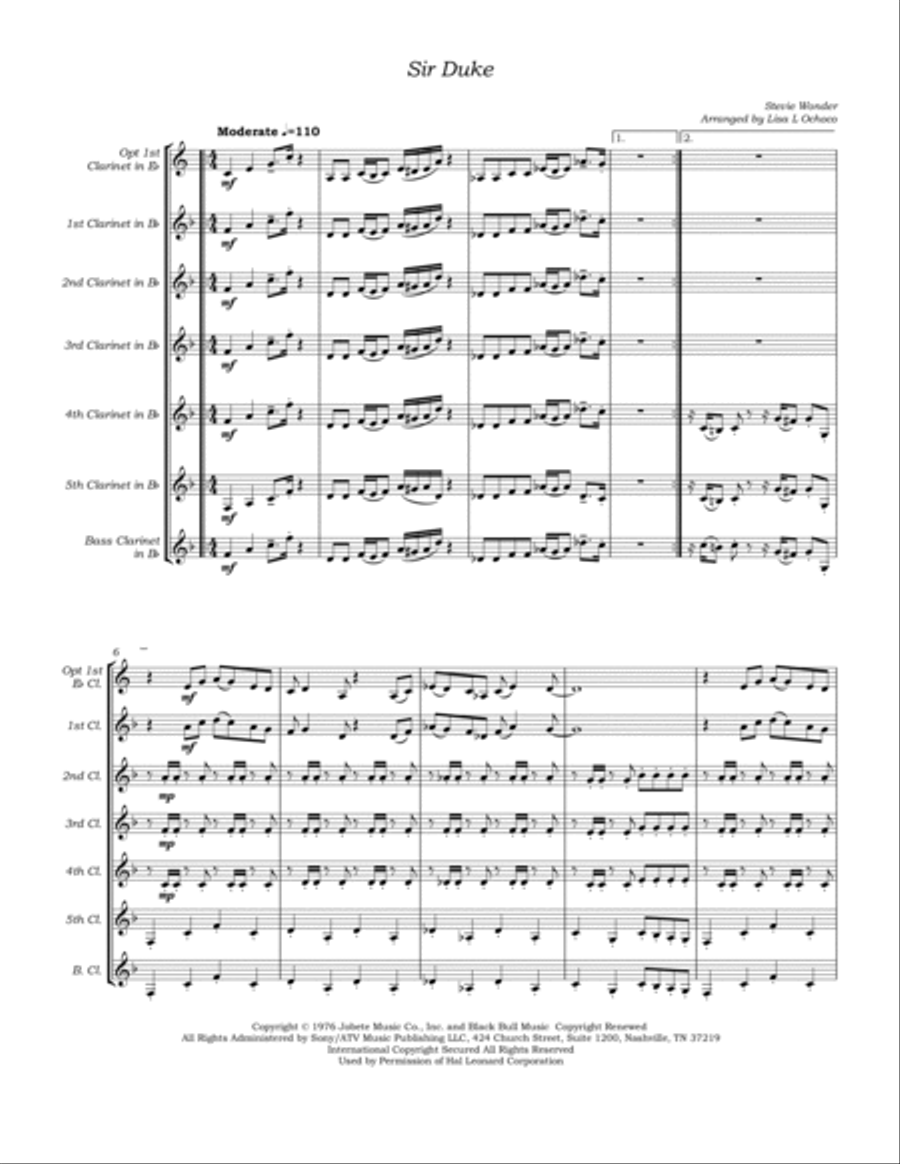 Sir Duke Clarinet Choir scores gallery preview page 5