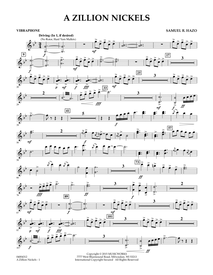 A Zillion Nickels - Vibraphone Vibraphone scores gallery preview page 1