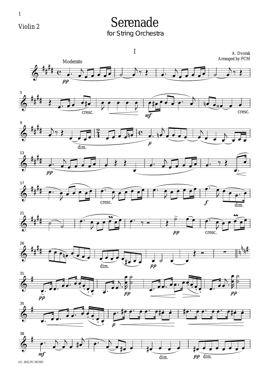 Dvorak Serenade for String Orchestra, 1st mvt., for string quartet, CD205