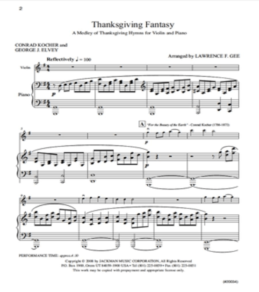 Thanksgiving Fantasy - Violin Solo Violin Solo scores gallery preview page 2