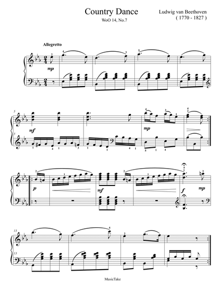 Beethoven Country Dance in Eb Major WoO 14, No.7 image number null