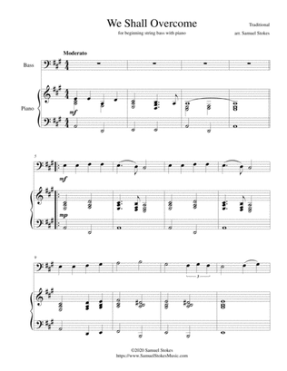 We Shall Overcome - for beginning string bass with optional piano accompaniment