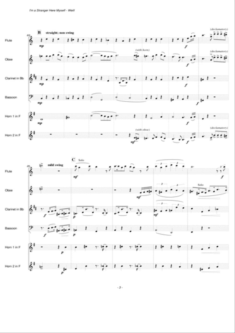 I'm A Stranger Here Myself Woodwind Ensemble scores gallery preview page 4