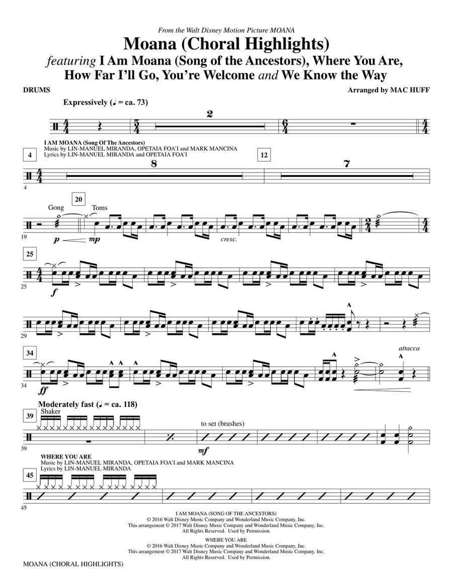 Moana - Drums Choir scores gallery preview page 1