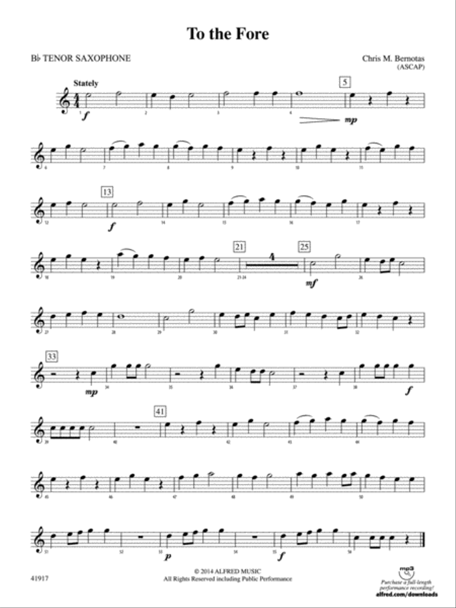 To the Fore: B-flat Tenor Saxophone Concert Band scores gallery preview page 1