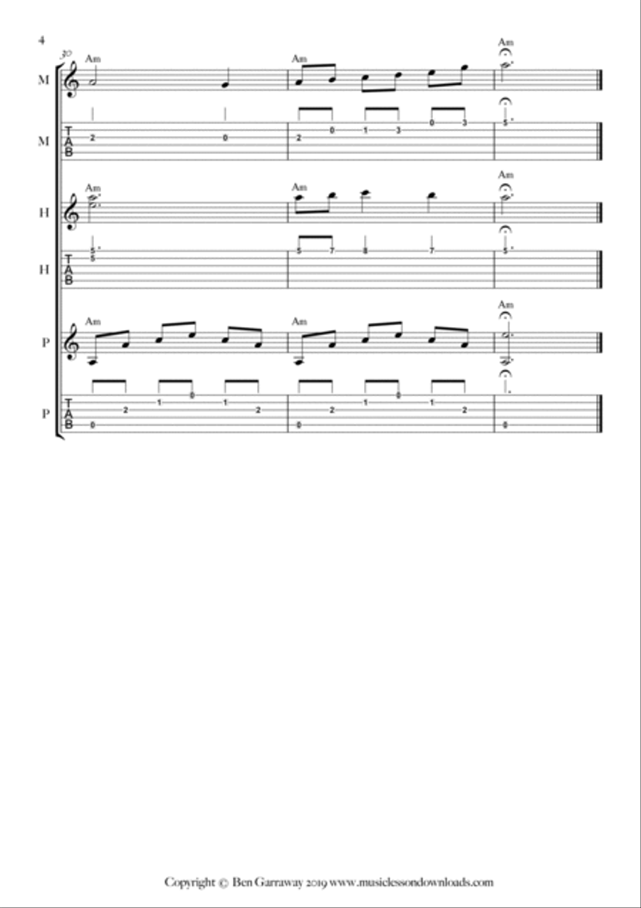 Scarborough Fair - Guitar Trio Guitar Ensemble scores gallery preview page 4