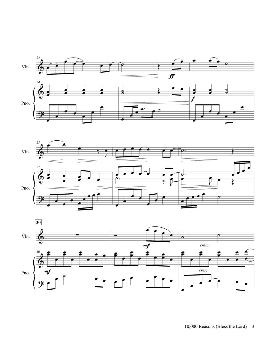 10,000 Reasons (Bless The Lord) Violin Solo scores gallery preview page 4