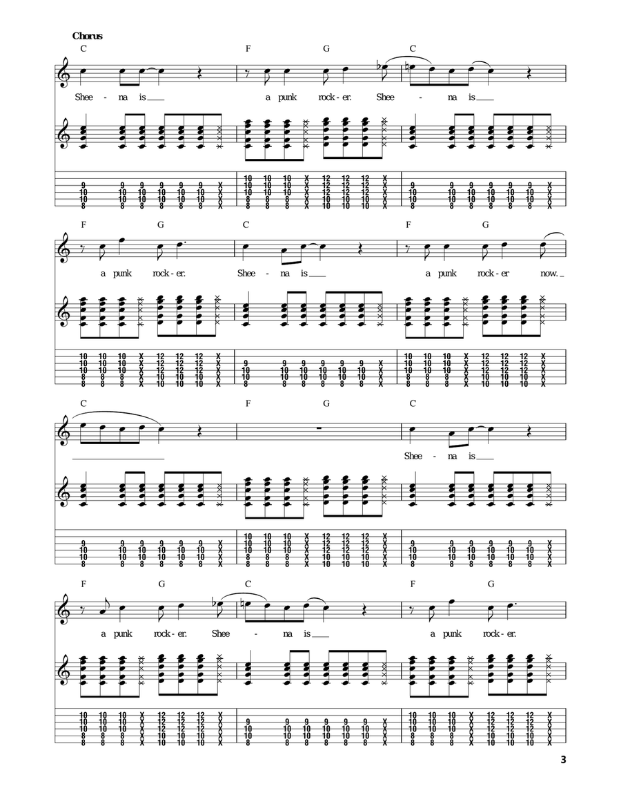 Sheena Is A Punk Rocker Sheena Is A Punk Rocker Acoustic Guitar scores gallery preview page 3