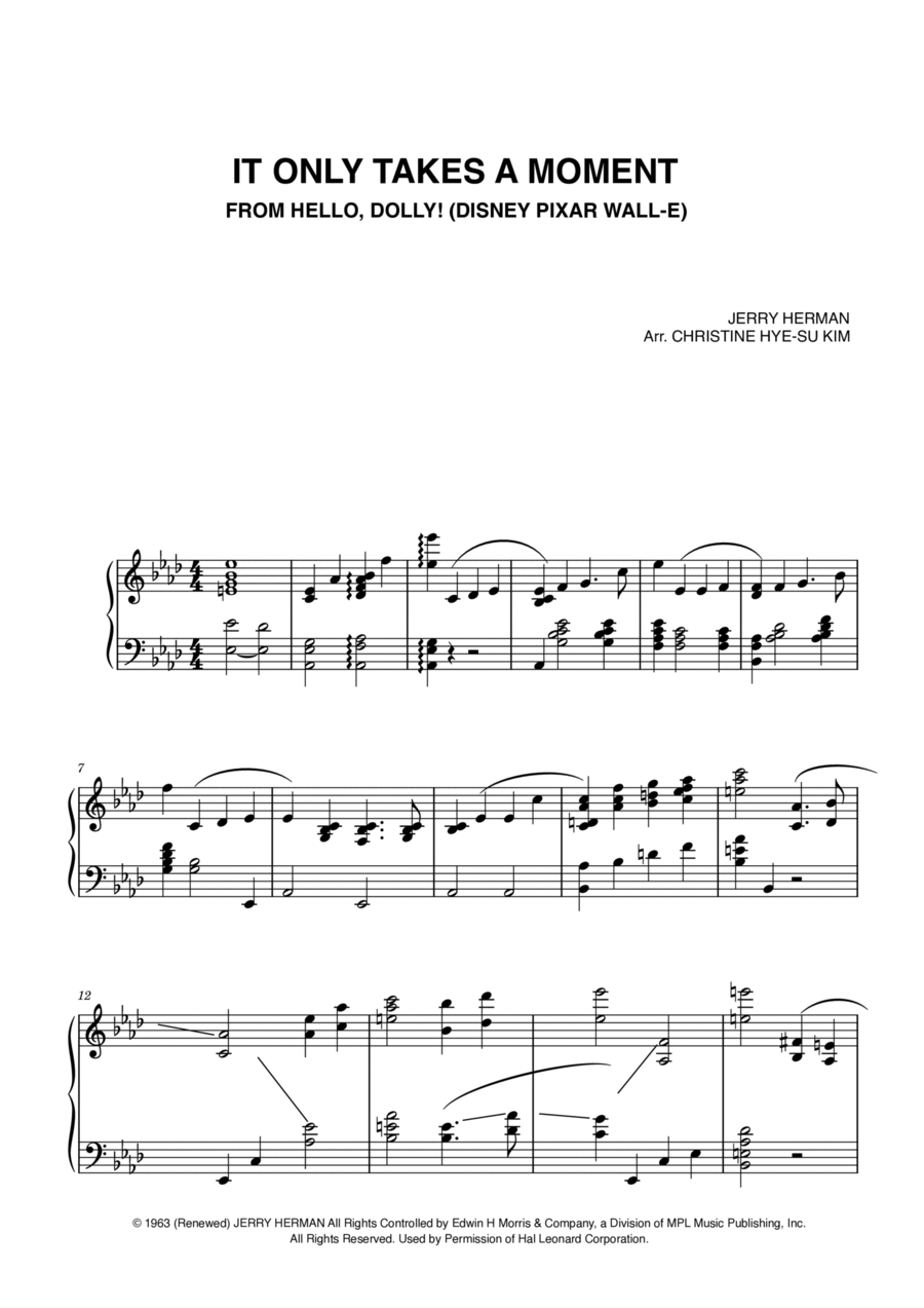 It Only Takes A Moment Easy Piano scores gallery preview page 1