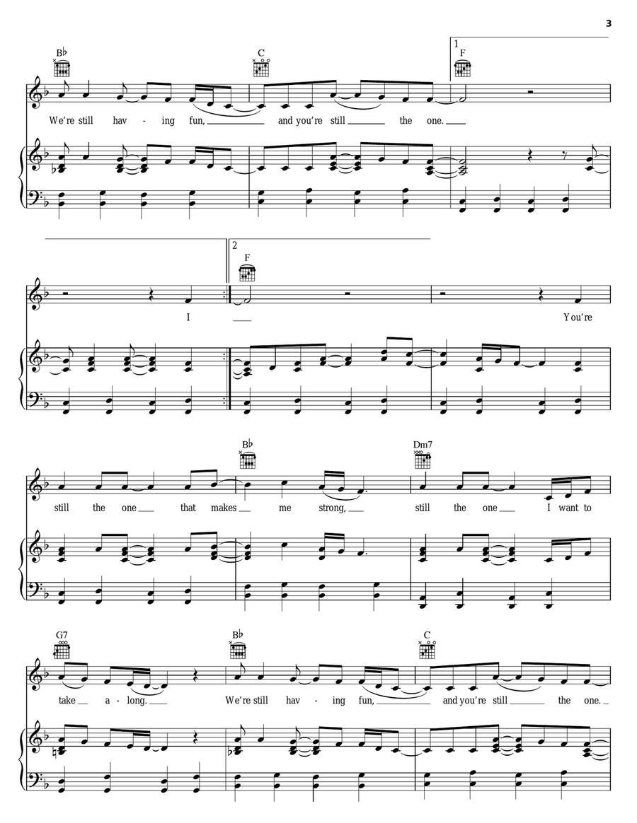 Still The One Piano, Vocal, Guitar scores gallery preview page 3