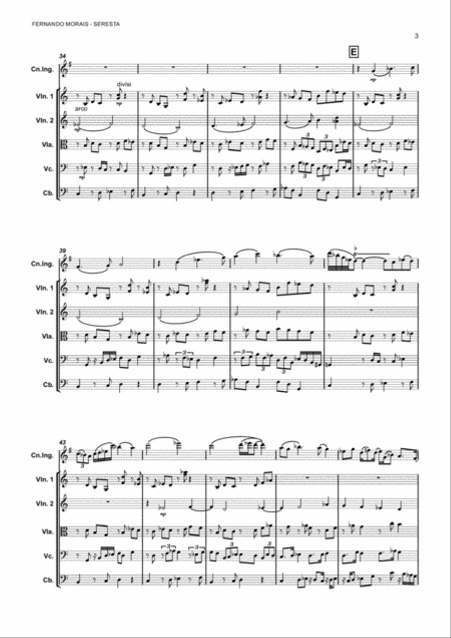 SERESTA PARA CORNE INGLÊS E ORQUESTRA DE CORDAS Small Ensemble scores gallery preview page 6