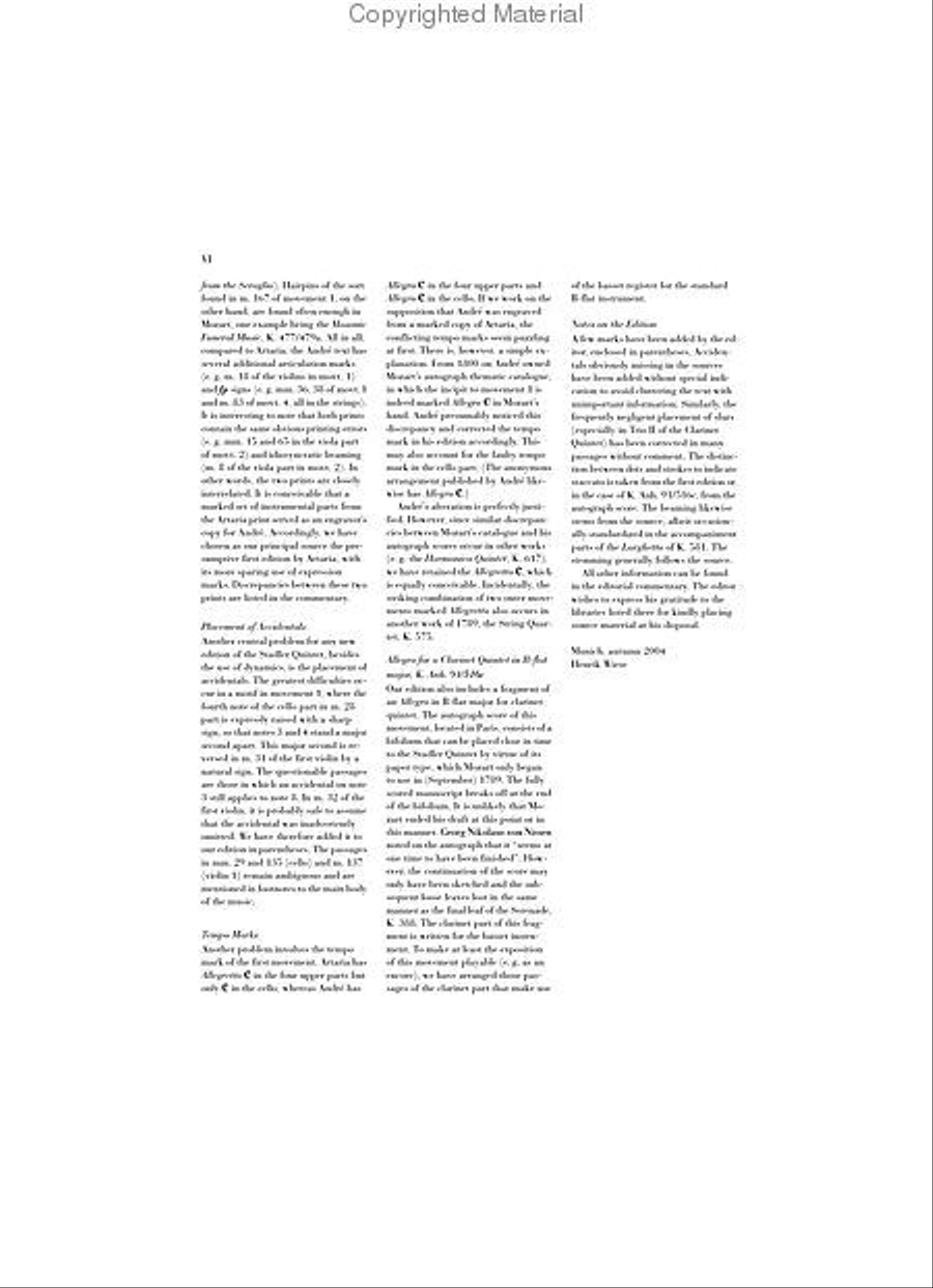 Clarinet Quintet A Major K581 and Fragment K.Anh. 91 (516c) Clarinet scores gallery preview page 5
