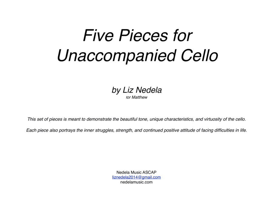 Five Pieces for Unaccompanied Cello Cello Solo scores gallery preview page 1
