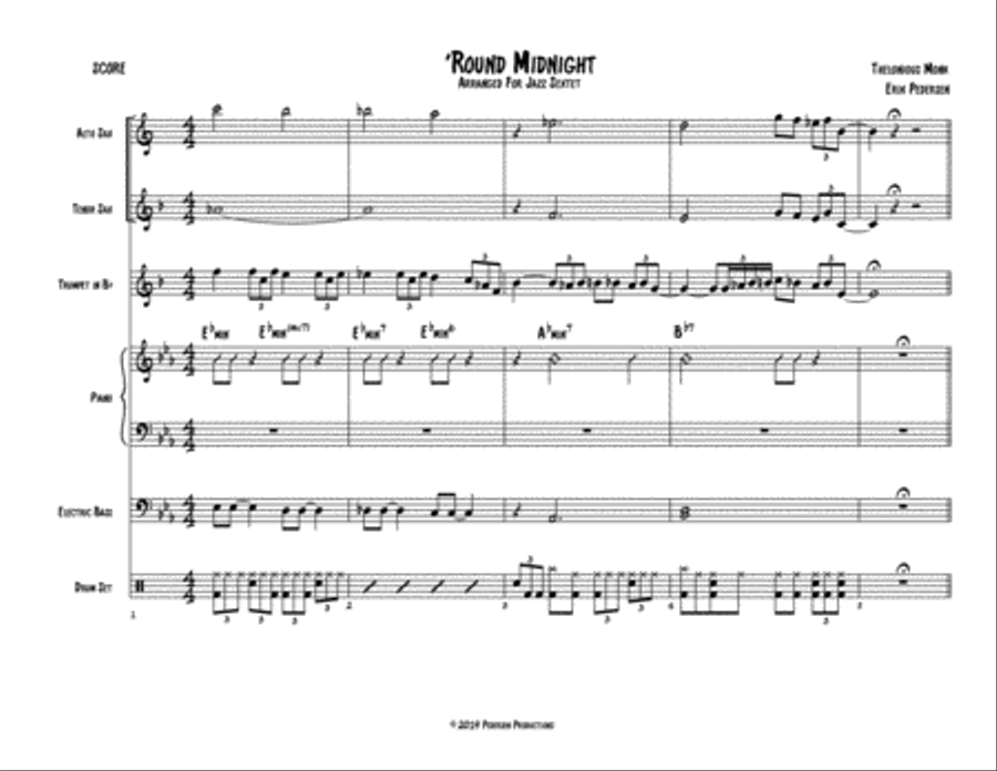 Round Midnight Piano, Vocal, Guitar scores gallery preview page 1