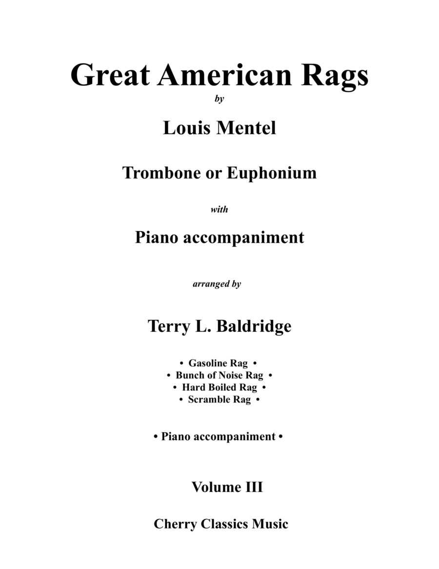 Great American Rags for Trombone or Euphonium & PIano Volume III image number null