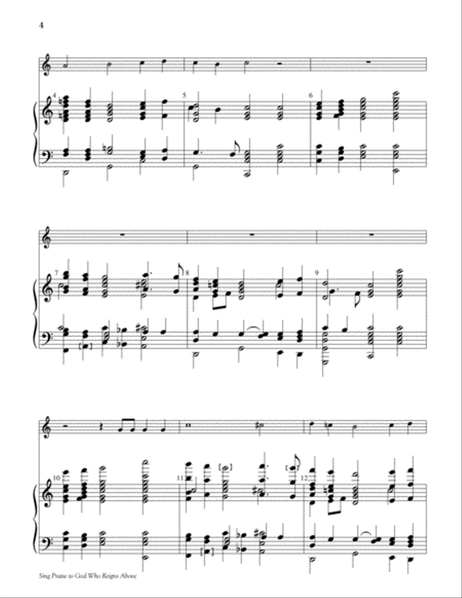 Sing Praise to God Who Reigns Above 5-Octaves scores gallery preview page 3