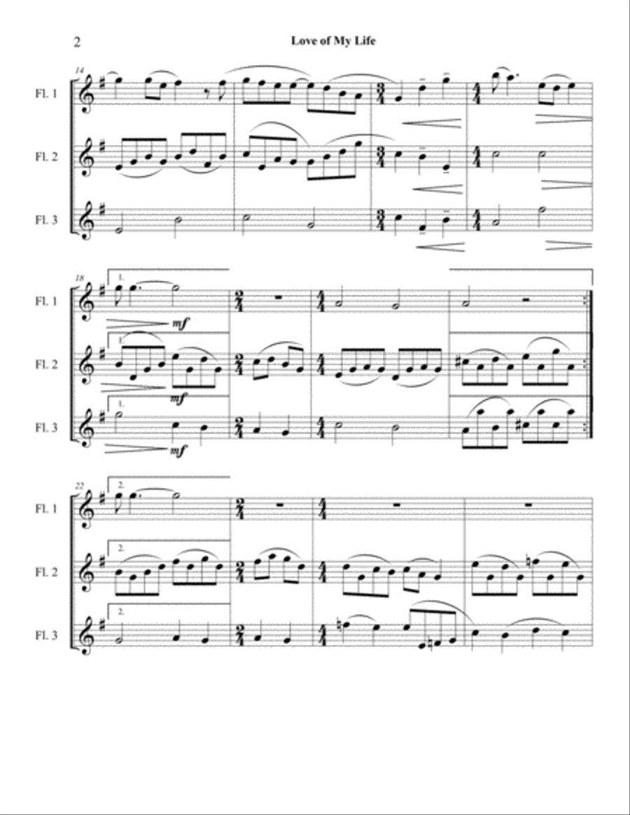 Love Of My Life Woodwind Trio scores gallery preview page 2