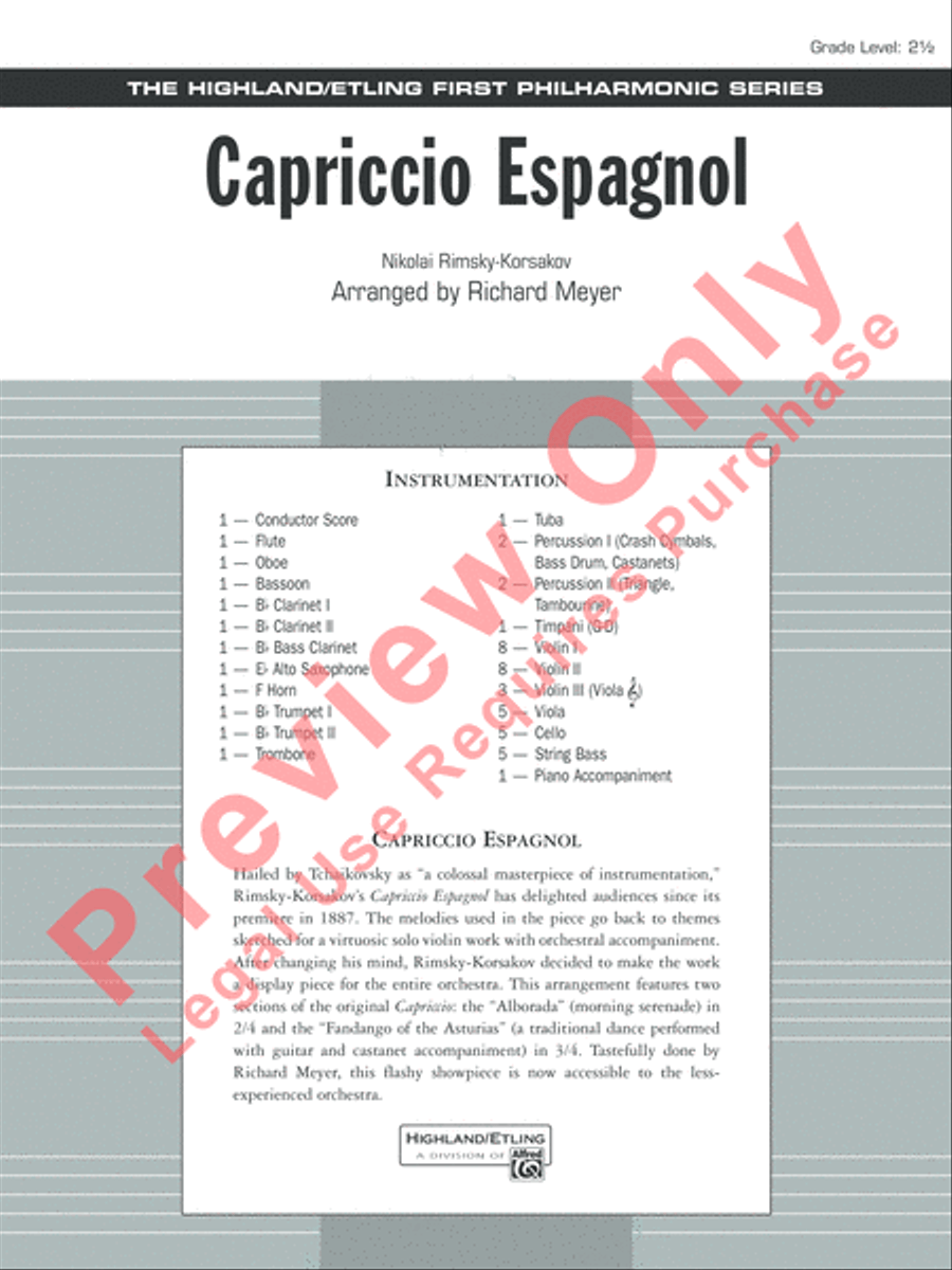 Capriccio Espagnol Full Orchestra scores gallery preview page 2