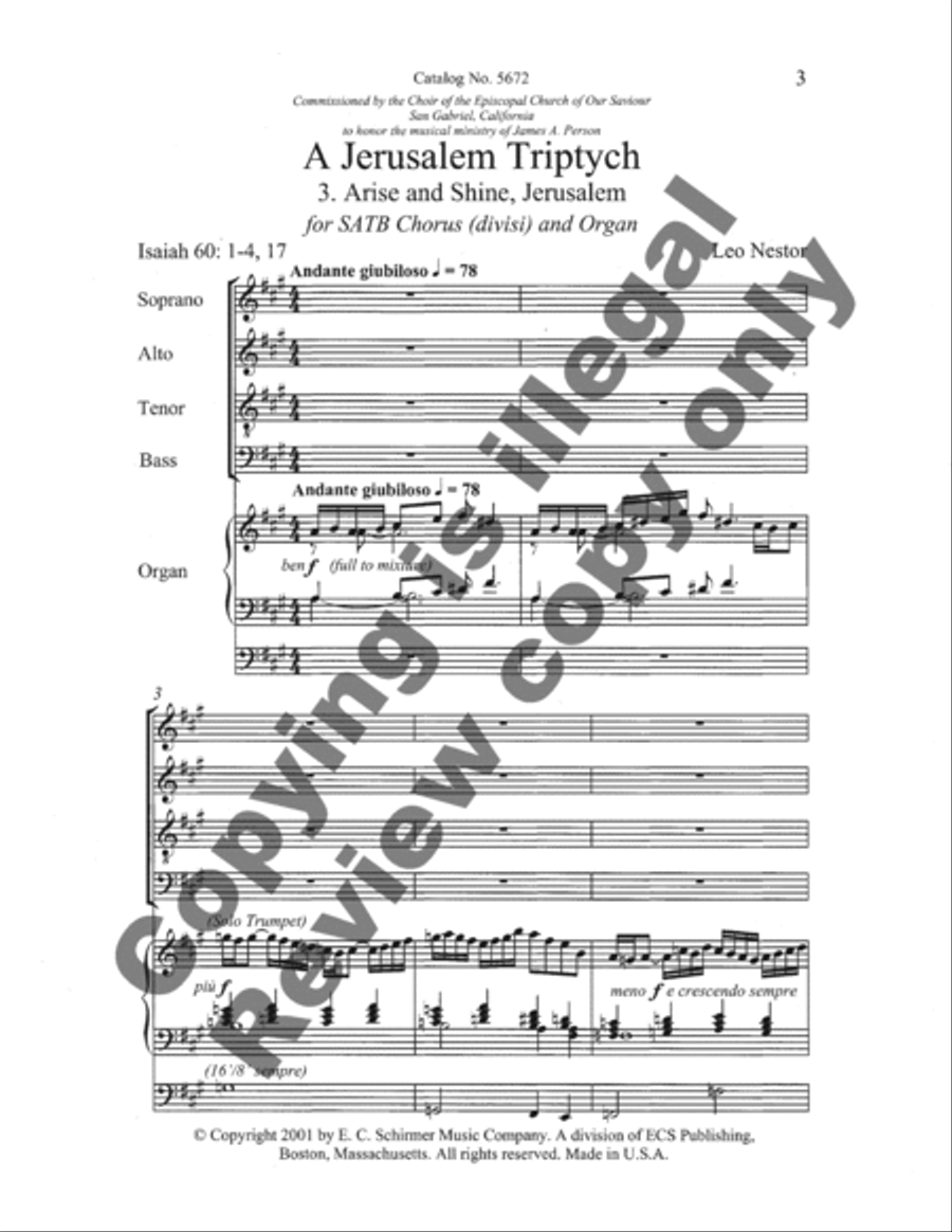 A Jerusalem Triptych: 3. Arise and Shine, Jerusalem
