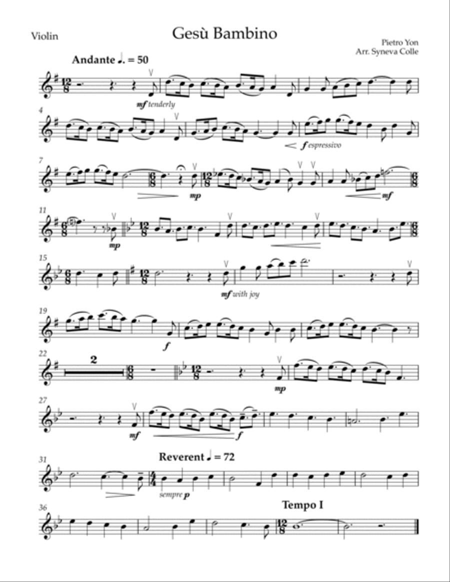 Gesù Bambino Gesù Bambino Violin Solo scores gallery preview page 2