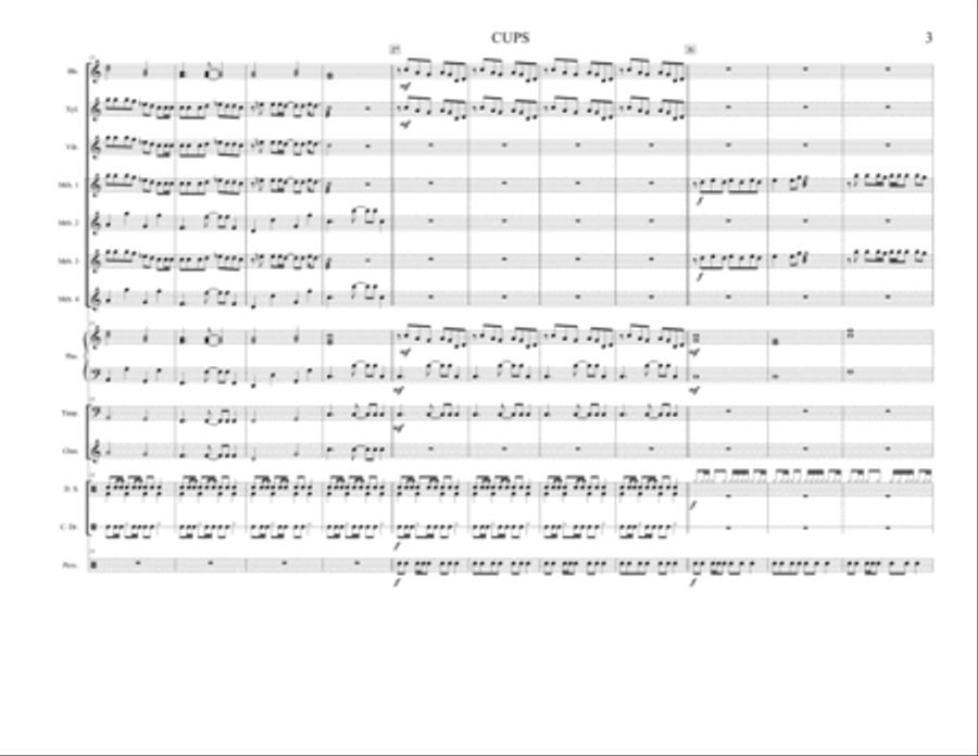 Cups (When I'm Gone) Percussion Ensemble scores gallery preview page 3